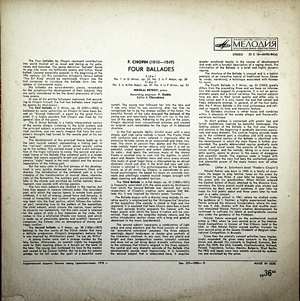 CHOPIN*-NIKOLAI PETROV–BALLADES  33C 10-06983 -84