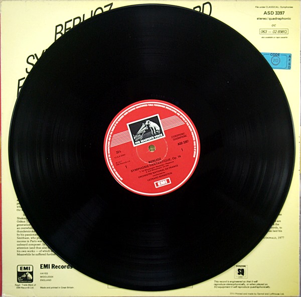BERLIOZ SYMPHONIE FANTASTIQUE LEONARD BERNSTEIN ASD 3397