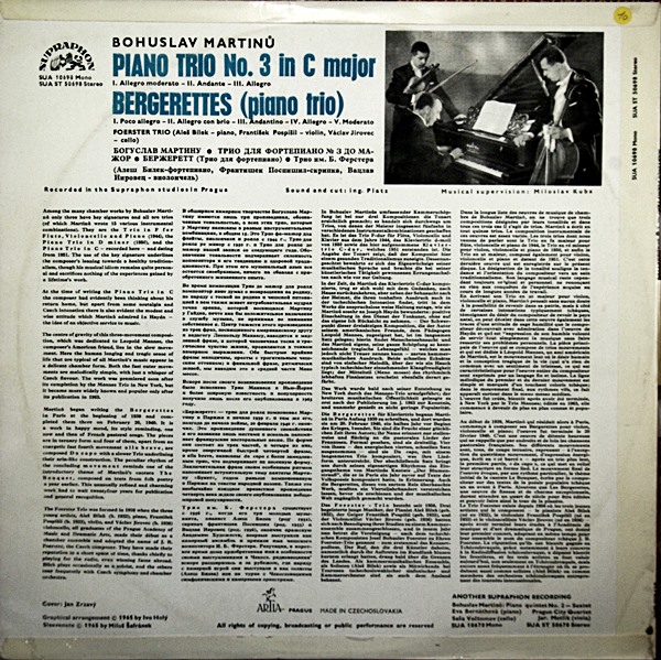 MARTINU: PIANO TRIO FOERSTER SUPRAPHON CZECH