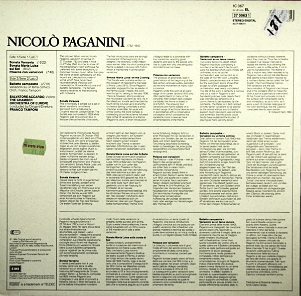 ACCARDO PLAYS PAGANINI VOLUME 2