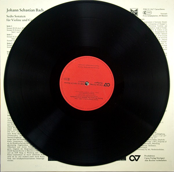BACH - 6 SONATAS FOR VIOLIN, CARUS 2 LP,