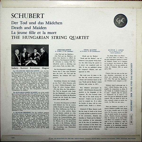 SCHUBERT DER TOD UND DAS MADCHEN CPC GBY 12.520