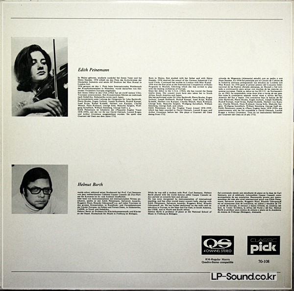 PEINEMANN - BARTOK, SUK, BLOCH VIOLIN RECITAL SWISS ONLY