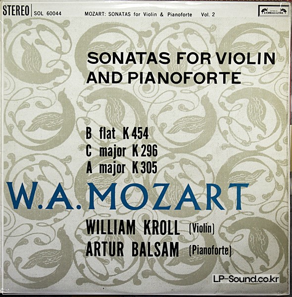 MOZART SONATAS FOR VIOLIN AND PIANO/KROLL/BALSAM VOL.2