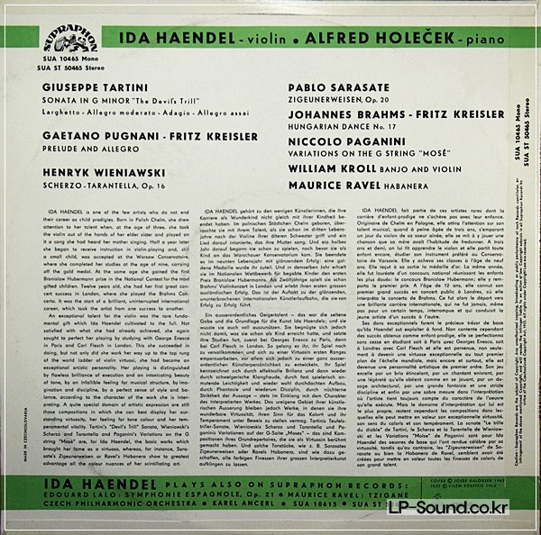 IDA HAENDEL FAMOUS VIOLIN COMPOSITIONS RARE SUA ST 50465