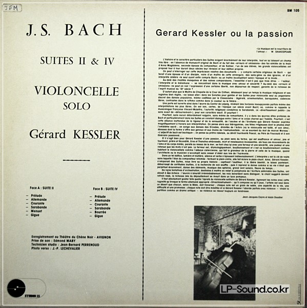 GERARD KESSLER LP BACH CELLO SUITE 2 & 4 RARE FRENCH