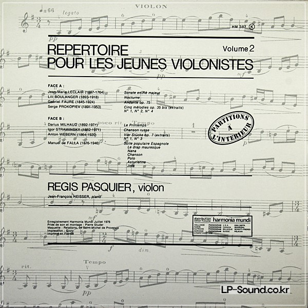 REPERTOIRE POUR LES JEUNES VIOLONISTES VOL.1