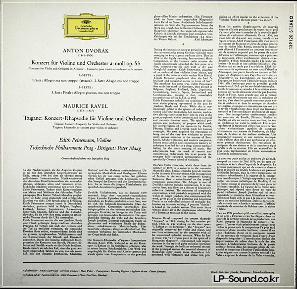 DVORAK RAVEL TZIGANE PEINEMANN DGG 139 120 SLPM