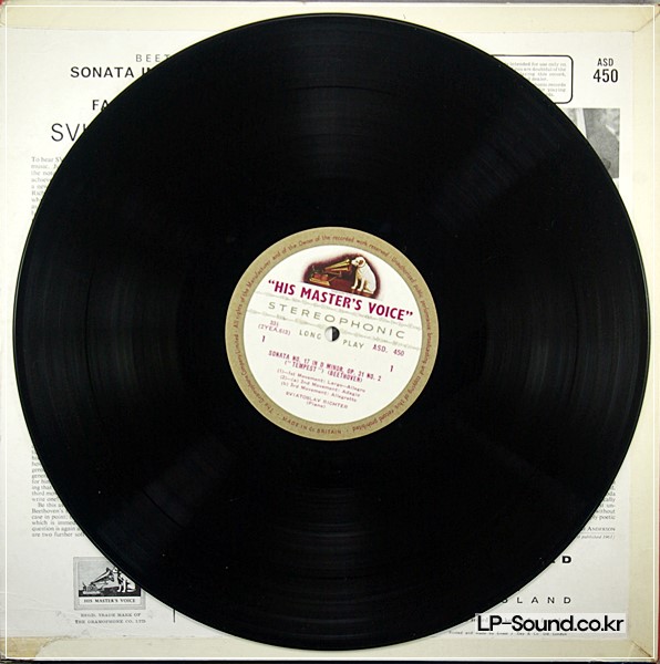 BEETHOVEN SONATA NO. 17 SCHUMANN FANTASIA LP HMV ASD 450