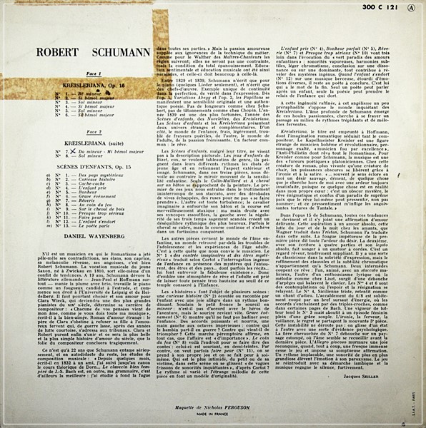 SCHUMANN KREISLERIANA SCENES D'ENFANTS WAYENBERG FR DUCRETET
