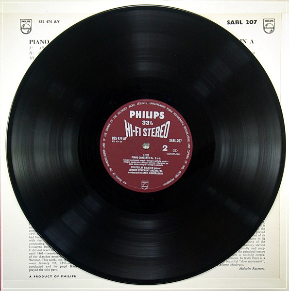 LISZT PIANO CONCTS 1& 2 RICHTER KONDRASHIN PHILIPS HI-FI STEREO SABL 207