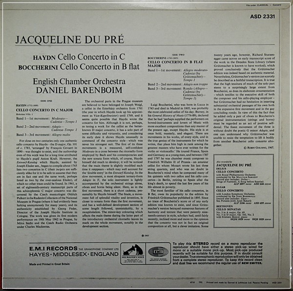 HAYDN  JACQUELINE DU PRE HAYDN CELLO ORG ASD 2331