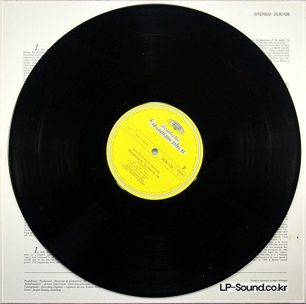 MENDELSSOHN BARTHOLDY IMPORT ALBUM KARAJAN DEUTCHE GRAMMOPHON #2530 126