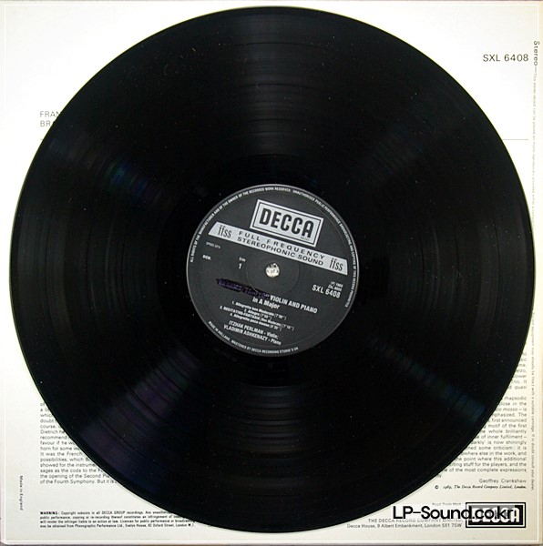 FRANCK BRAHMS PERLMAN DECCA WIDE BAND WB MADE IN ENGLAND BY SXL 6408