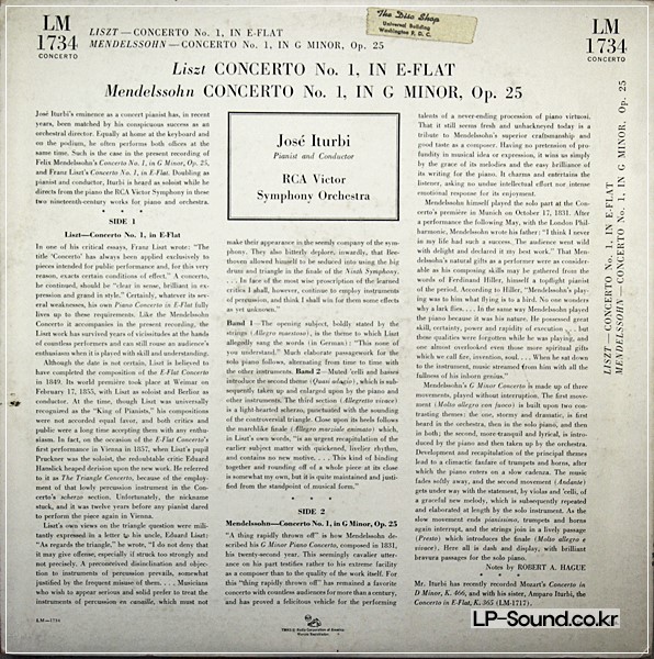 LISZT & MENDELSSOHN  JOSE ITURBI   LM-1734