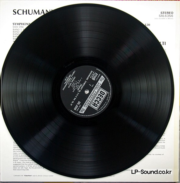 SCHUMANN: SYMPHONIES NOS. 3 & 4 - SOLTI **DECCA SXL 6356