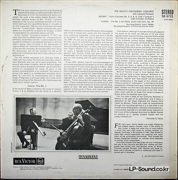 MOZART: VIOLIN CONCERTO NO 5, TURINA: TRIORCA SB-6715