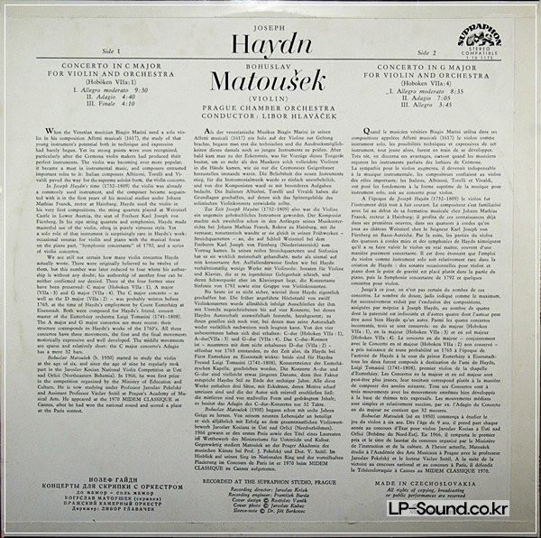 HAYDN - VIOLIN CONCERTO  SMATOUSEK BOHUSLAV SUPRAPHON