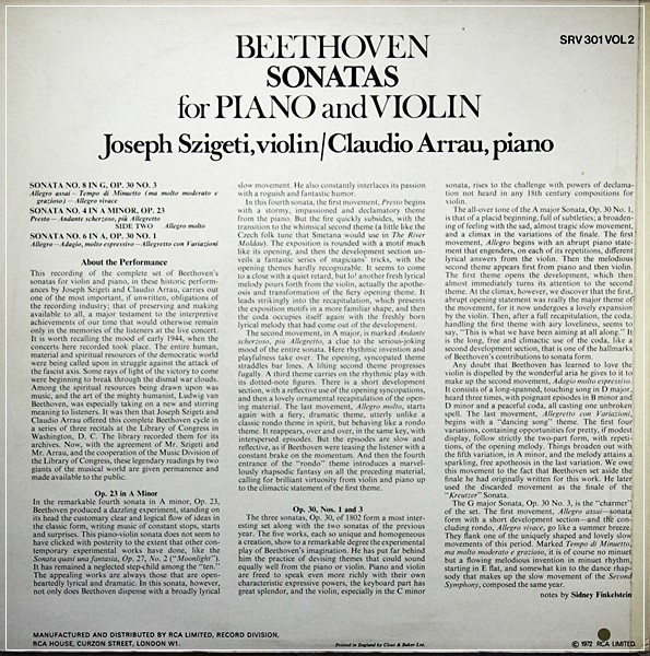 BEETHOVEN NO.7 /2/10 SONATAS FOR PIANO AND VIOLIN / JOSEPH SZIGETI,