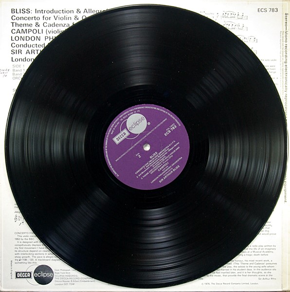 CAMPOLI BLISS VIOLIN CONCERTO SIR ARTHUR BLISS DECCA ECS 783