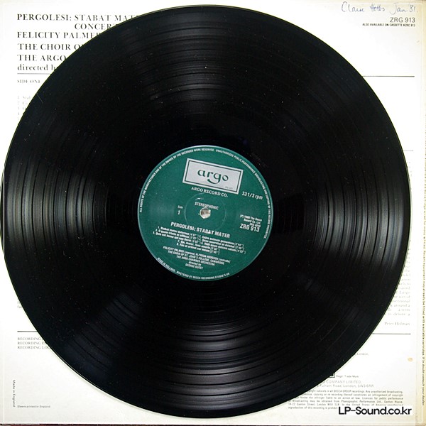 PERGOLESI STABAT MATER GUEST PALMER HODGSON ZRG-913