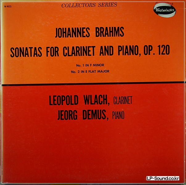 BRAHMS CLARINET SONATASLEOPOLD WLACH/JORG DEMUS  WESTMINSTER W-9023