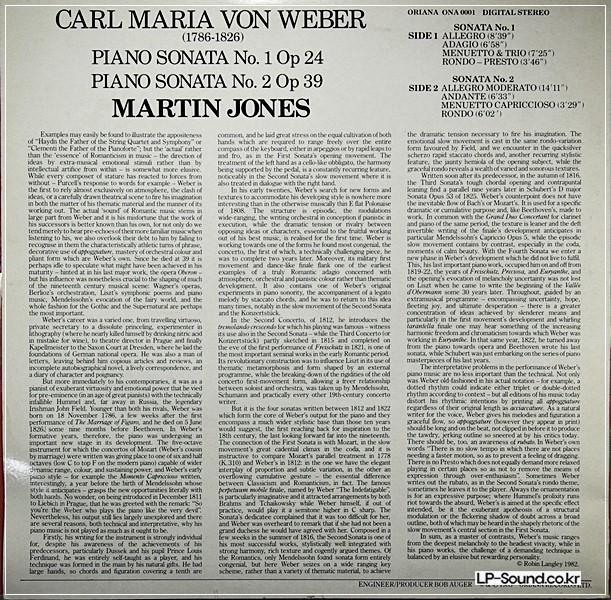 WEBER PIANO SONATA NO.1/2 MARTIN JONES ONA 0001