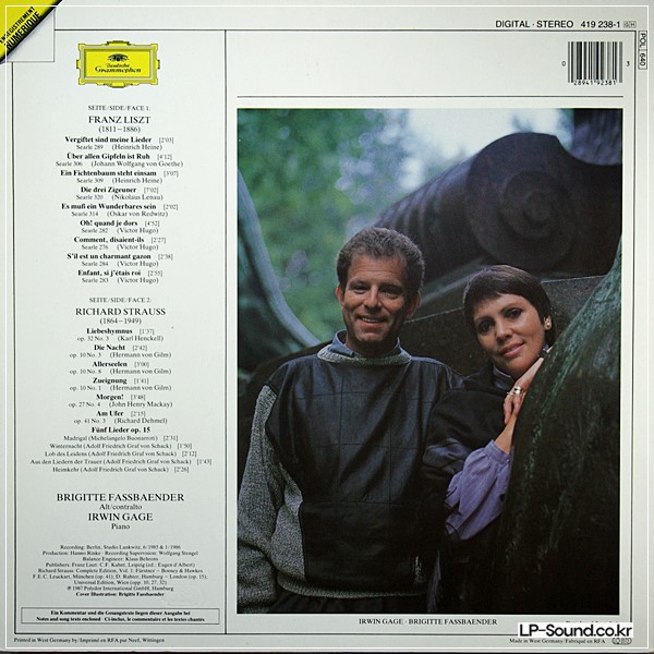 LISZT RICHARD STRAUSS FASSBAENDER LIEDER GAGE 419 238-1