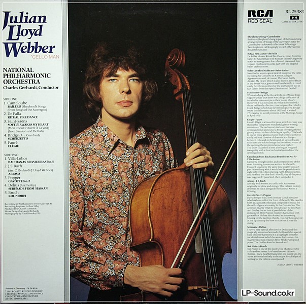 JULIAN LLOYD WEBBER CELLO MAN - 1981 - RCA – RL 70797