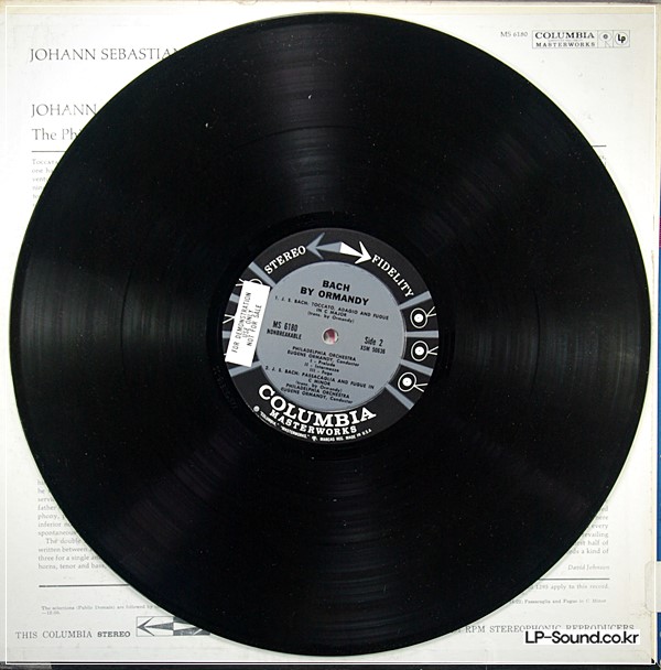 BACH BY ORMANDY *PHILI ORMANDY* PROMO COLUMBIA STEREO MS 6180