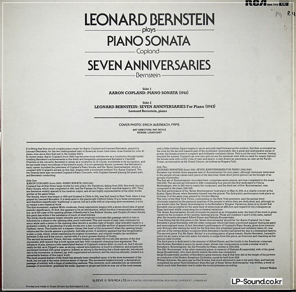 LEONARD BERNSTEIN, COPLAND : PLAYS PIANO SONATA / SEVEN ANNIVERSARIES