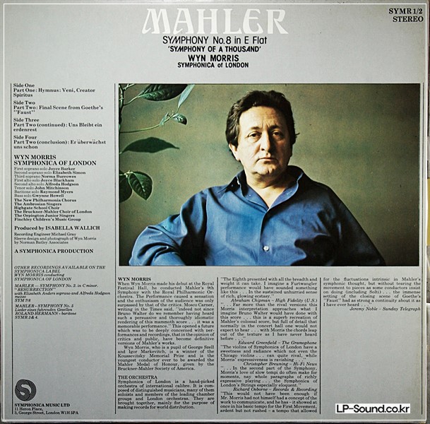 MAHLER SYMPHONY NO.8 SYMPHONICA OF LONDON WYN MORRIS 2LP