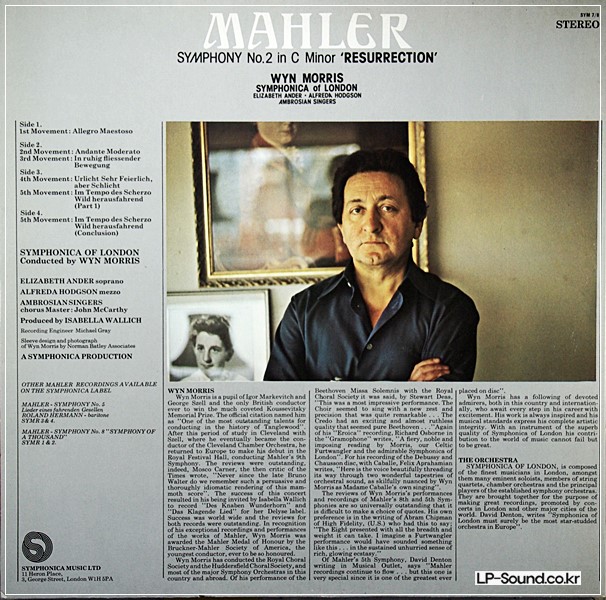 MAHLER SYM NO.2 AMBROSIAN SINGERS SYMPHONICA OF LONDON WYN MORRIS 2LP