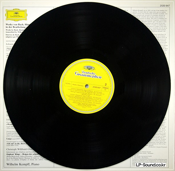 J. S. BACH*,HANDEL*,GLUCK*,WILHELM KEMPFF–BACH - HANDEL - GLUCK