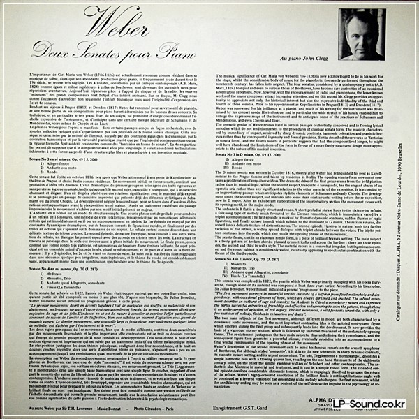JOHN CLEGG (3),CARL MARIA VON WEBER–DEUX SONATES POUR PIANO