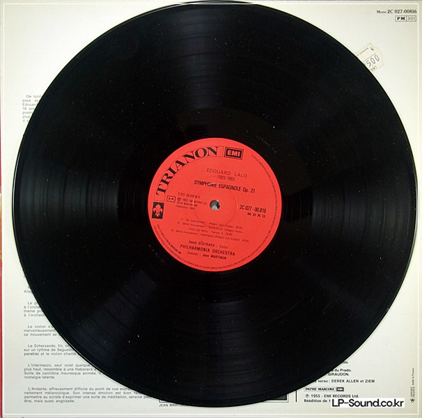 LALO SYMPHONIE ESPAGNOLE DAVID OISTRAKH - JEAN MARTINON  TRIANON