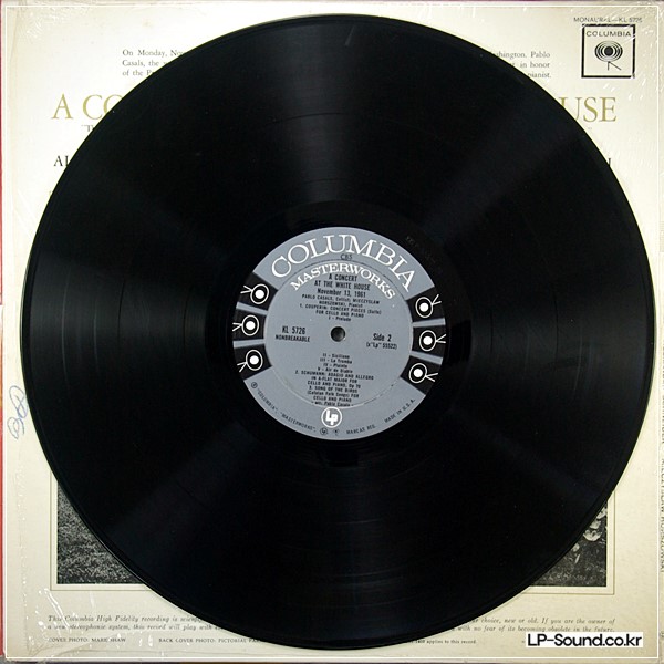 PABLO CASALS, SCHNEIDER, HORSZOWSKI - CONCERT AT THE WHITE HOUSE 6 EYE,KL 5726