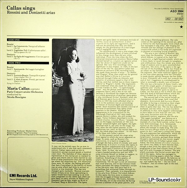 MARIA CALLAS SINGS ROSSINI AND DONIZETTI ARIAS  ASD 3984