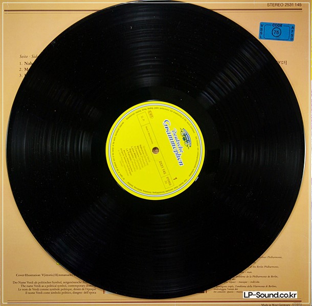 VERDI OVERTUREN OVERTURES KARAJAN DEUTSCHE GRAMMOPHON 2531 145