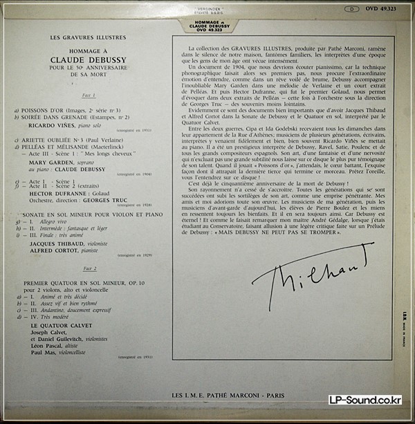 HOMMAGE CLAUDE DEBUSSY-PIANO, VIOLON-PATHE OVD 49323