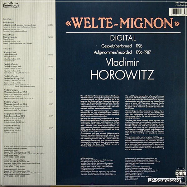 VLADIMIR HOROWITZ–«WELTE-MIGNON» DIGITAL · VLADIMIR HOROWITZ 1926