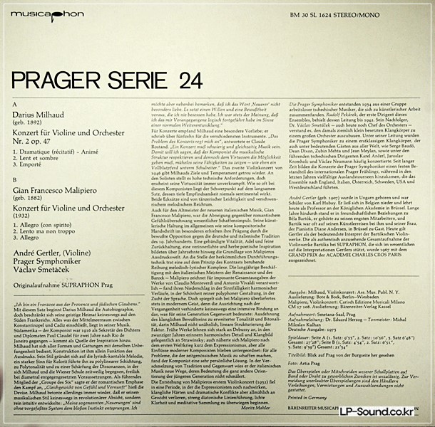 MILHAUD/MALIPIERO CONCERTOS  MUSICAPHON BM 30 SL 1624