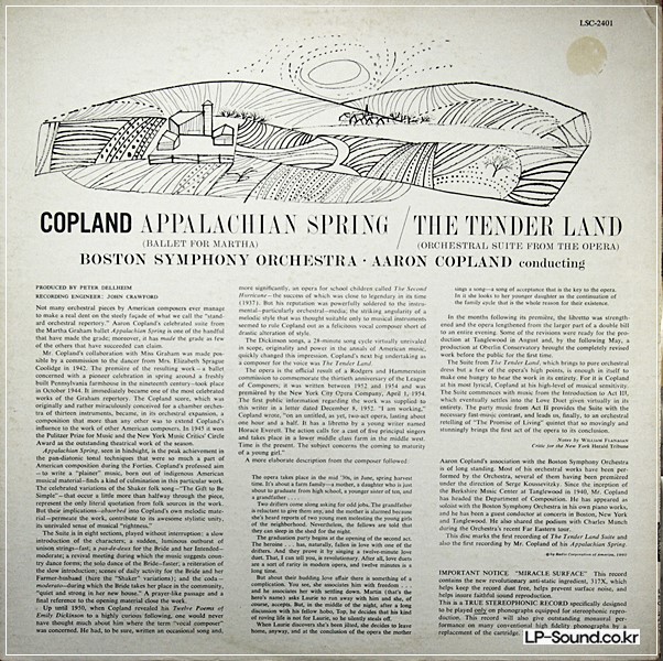AARON COPLAND / COPLAND APPALACHIAN SPRING/ RCA LIVING STEREO SD LSC-2401