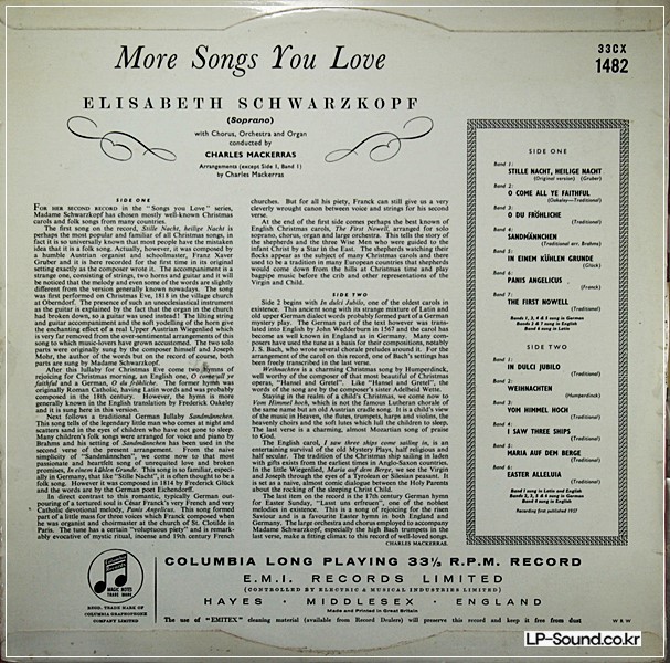 ELISABETH SCHWARZKOPF MORE SONGS YOU LOVE ORIG 33CX 1482