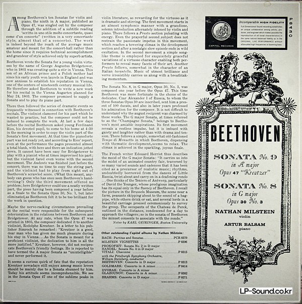 BEETHOVEN KREUTZER SONATA / SONATA NO. 9NATHAN MILSTEIN P 8430