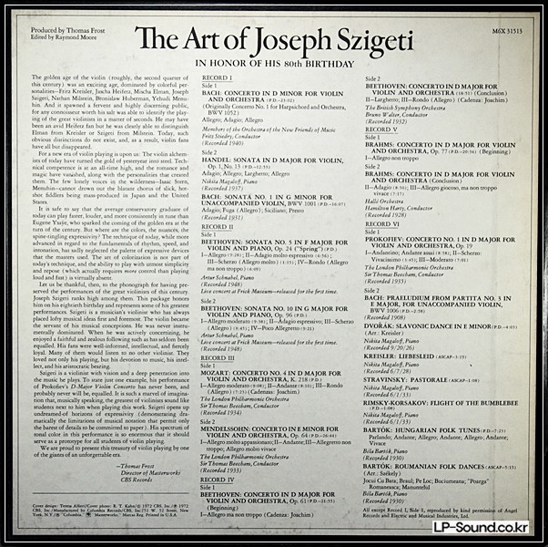 THE ART OF JOSEPH SZIGETI - COLUMBIA MASTERWORKS M6X 31513 (6 LP BOX SET)