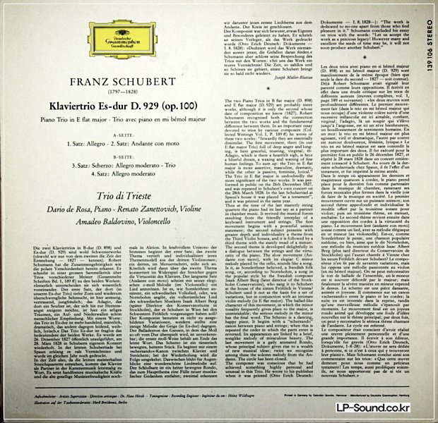 SCHUBERT PIANO TRIO OP.100 TRIO DI TRIESTE DG DGG STEREO 139 106 SLPM
