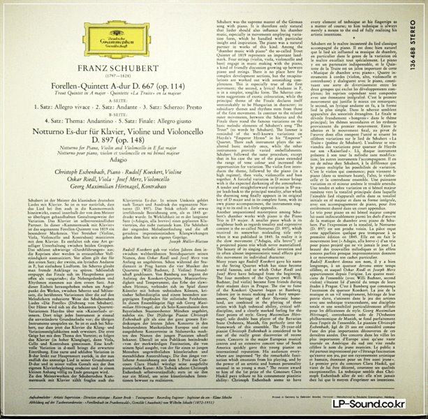 SCHUBERT FORELLENQUINTETT NOTTURNO TROUT QUINTETDGG 136 488 SLPEM