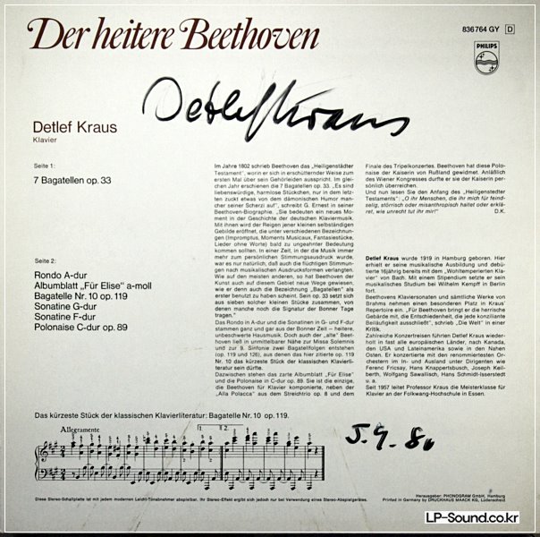 DETLEF KRAUS DER HEITERE BEETHOVEN VINYL PHILIPS 836 764 GY