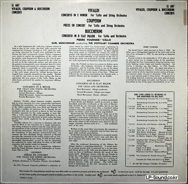 PIERRE FOURNIER CELL CTO VIVALDI COUPERIN BOCCHERINI UK LONDON LL 687